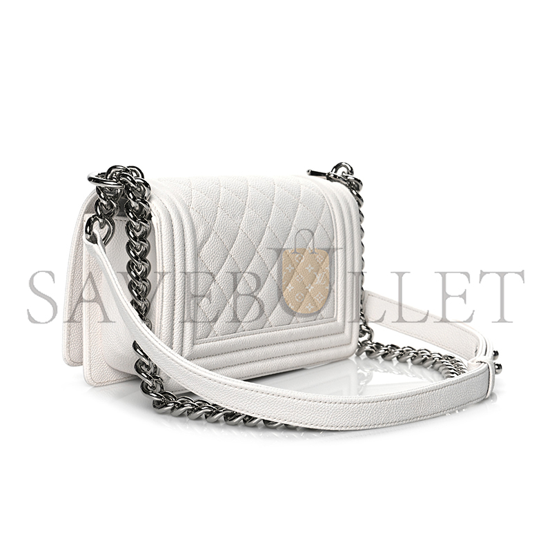 CHANEL CAVIAR QUILTED SMALL BOY FLAP WHITE A67085 B10211 10601 (20*12*8cm)